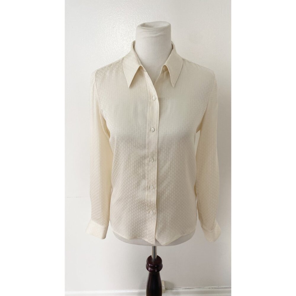 Nili Lotan 100% Silk Long Sleeve Blouse Top